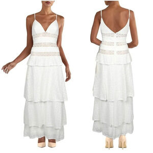 NWT Monique Lhuillier White Lace Tiered Tea Length Gown $695